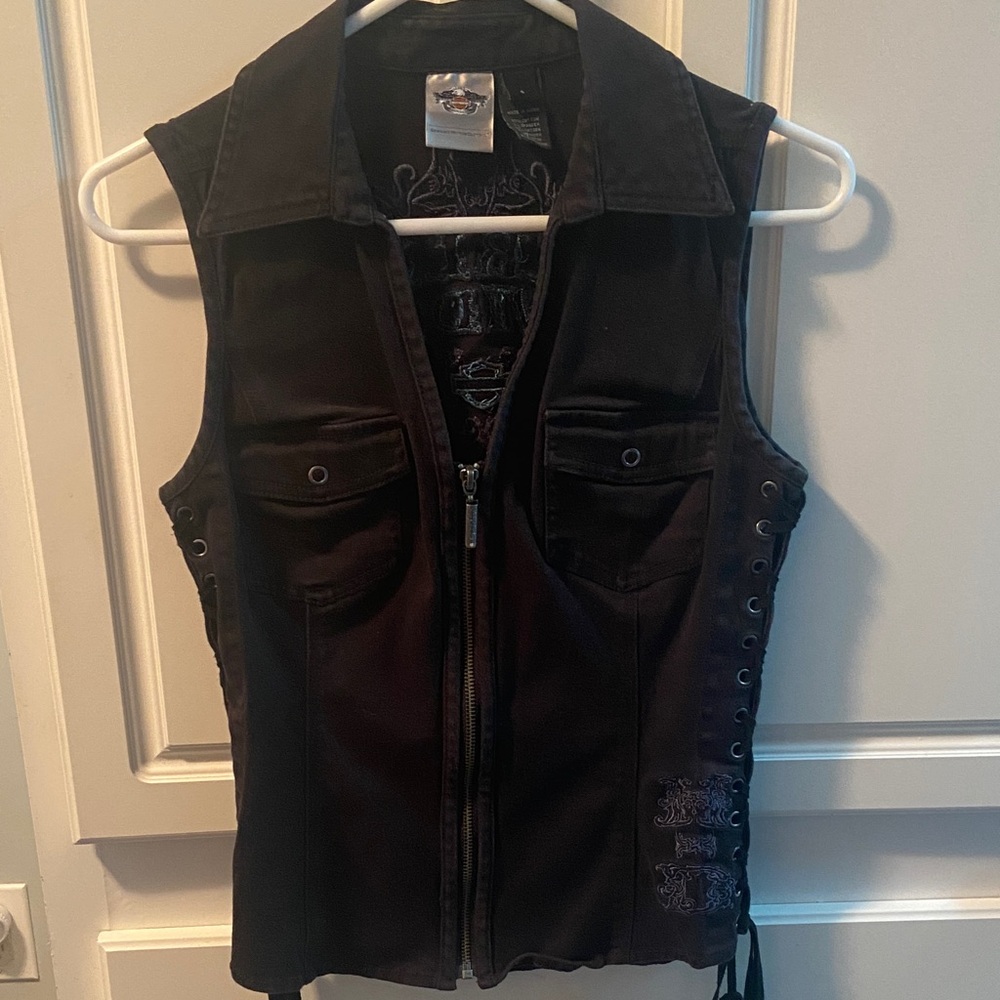 Harley-Davidson Black Embroidered Collar Shirt